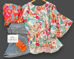 "Kelly" Floral Peplum Blouse - The Katie Grace Boutique