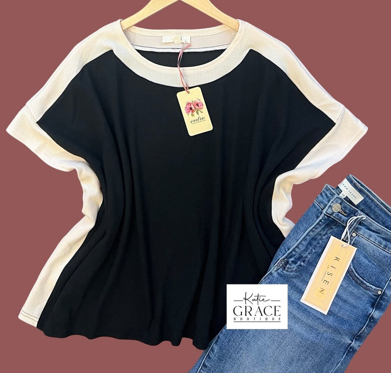 "Harmony" Color Block Dolman Top - The Katie Grace Boutique