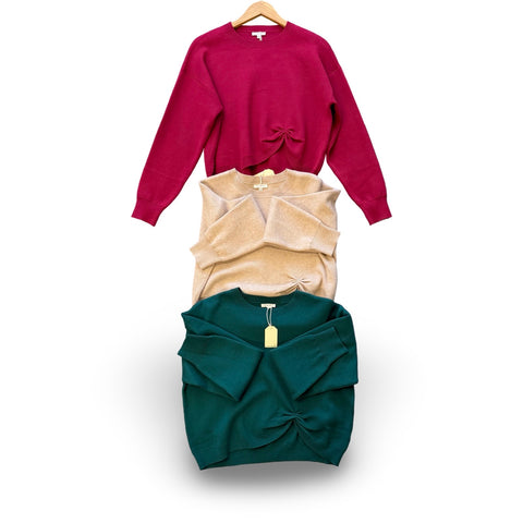 "Helena" Knotted Sweater, 3 colors - The Katie Grace Boutique