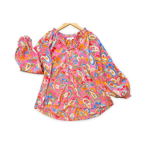 "Paisley" Satin Blouse, Plus - The Katie Grace Boutique