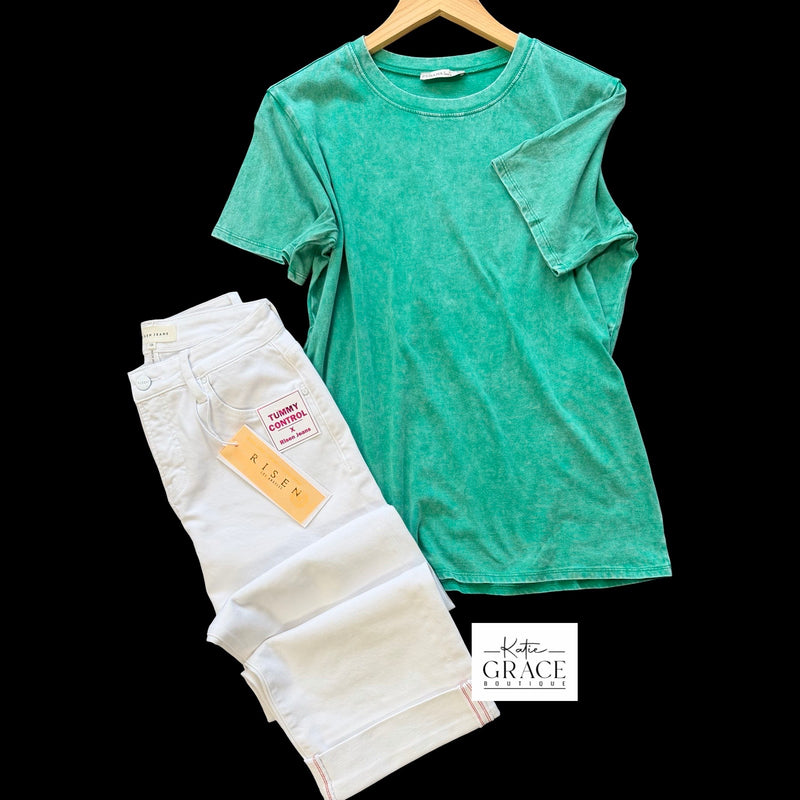 "Erika" Mineral Washed Top - The Katie Grace Boutique