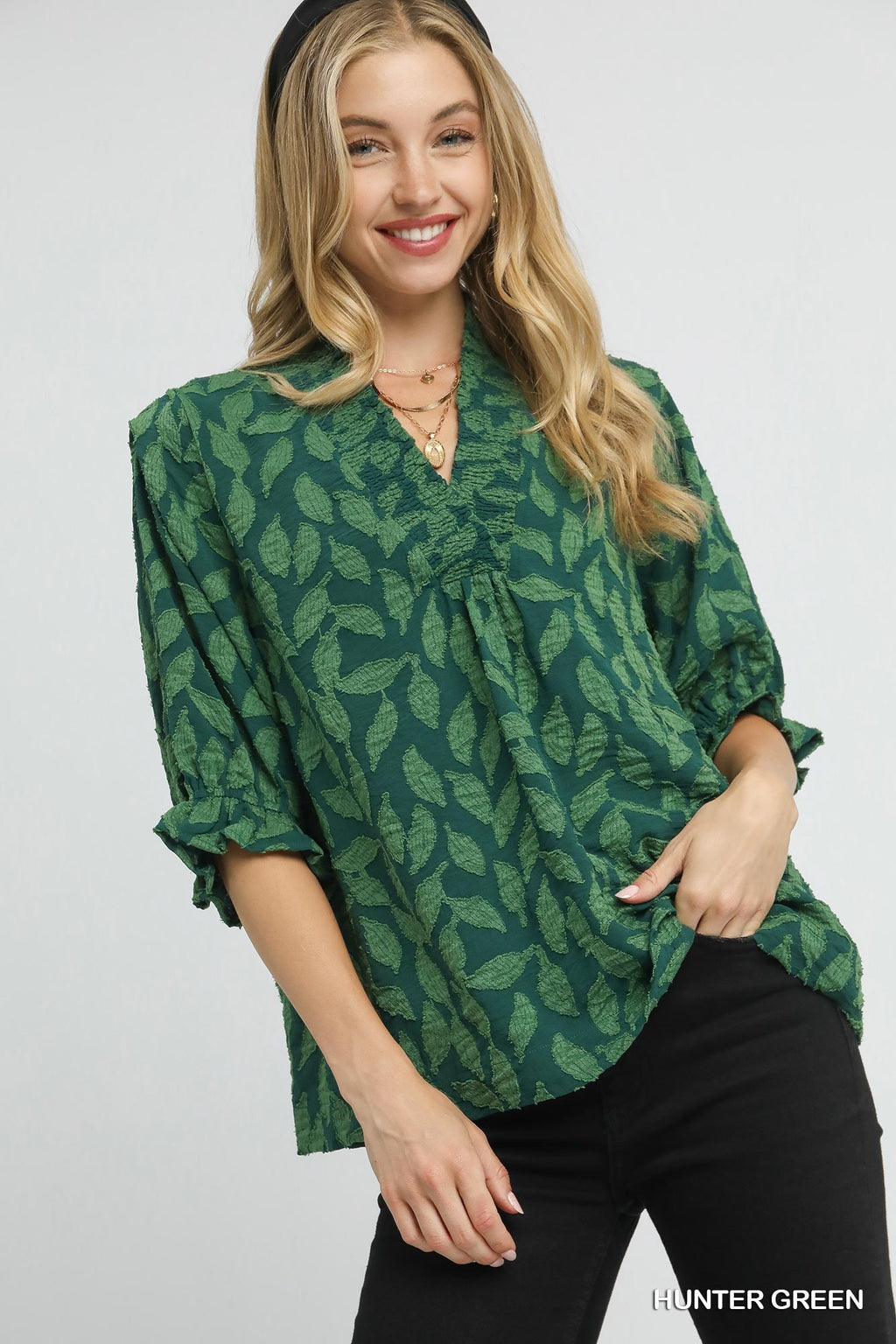 "Layla" Jacquard Blouse, 3 colors - The Katie Grace Boutique