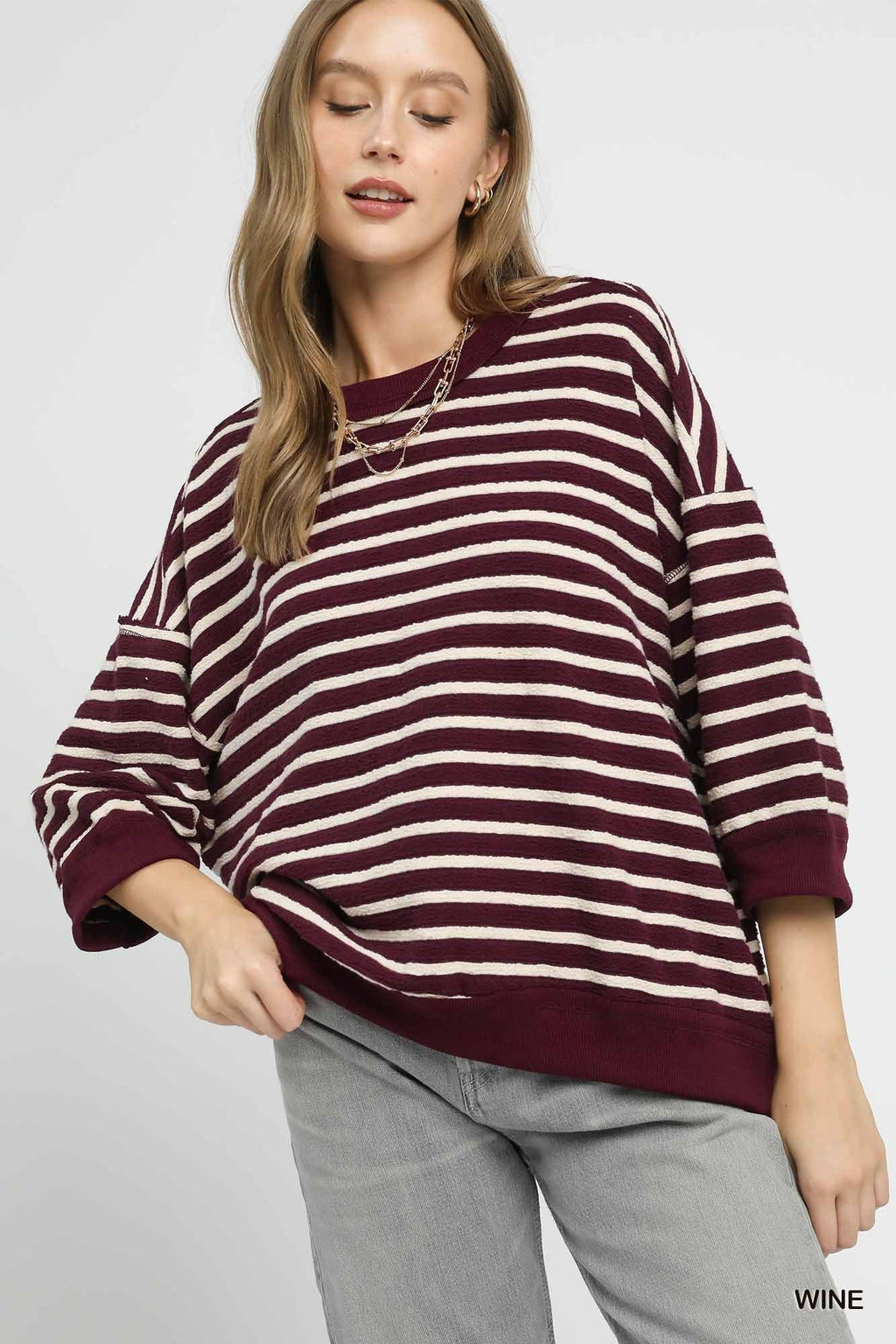 "Allie" Textured Striped Pullover, 3 colors - The Katie Grace Boutique