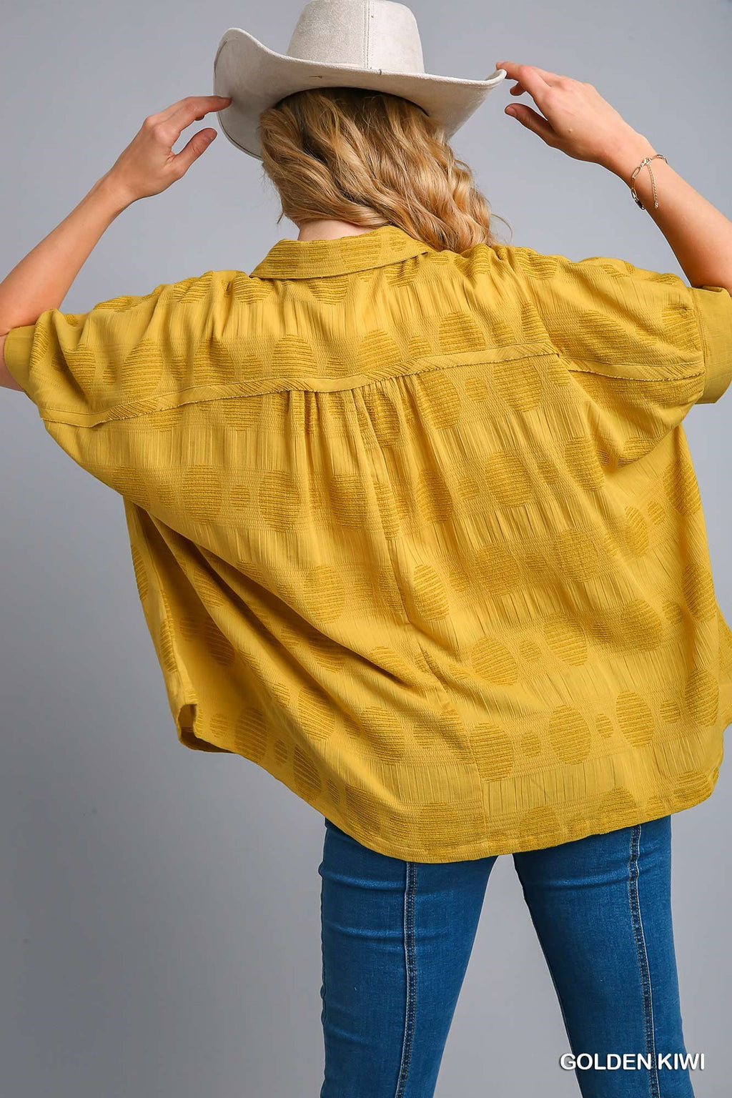 "Ana" Embroidered Circle Dolman Blouse, Kiwi - The Katie Grace Boutique