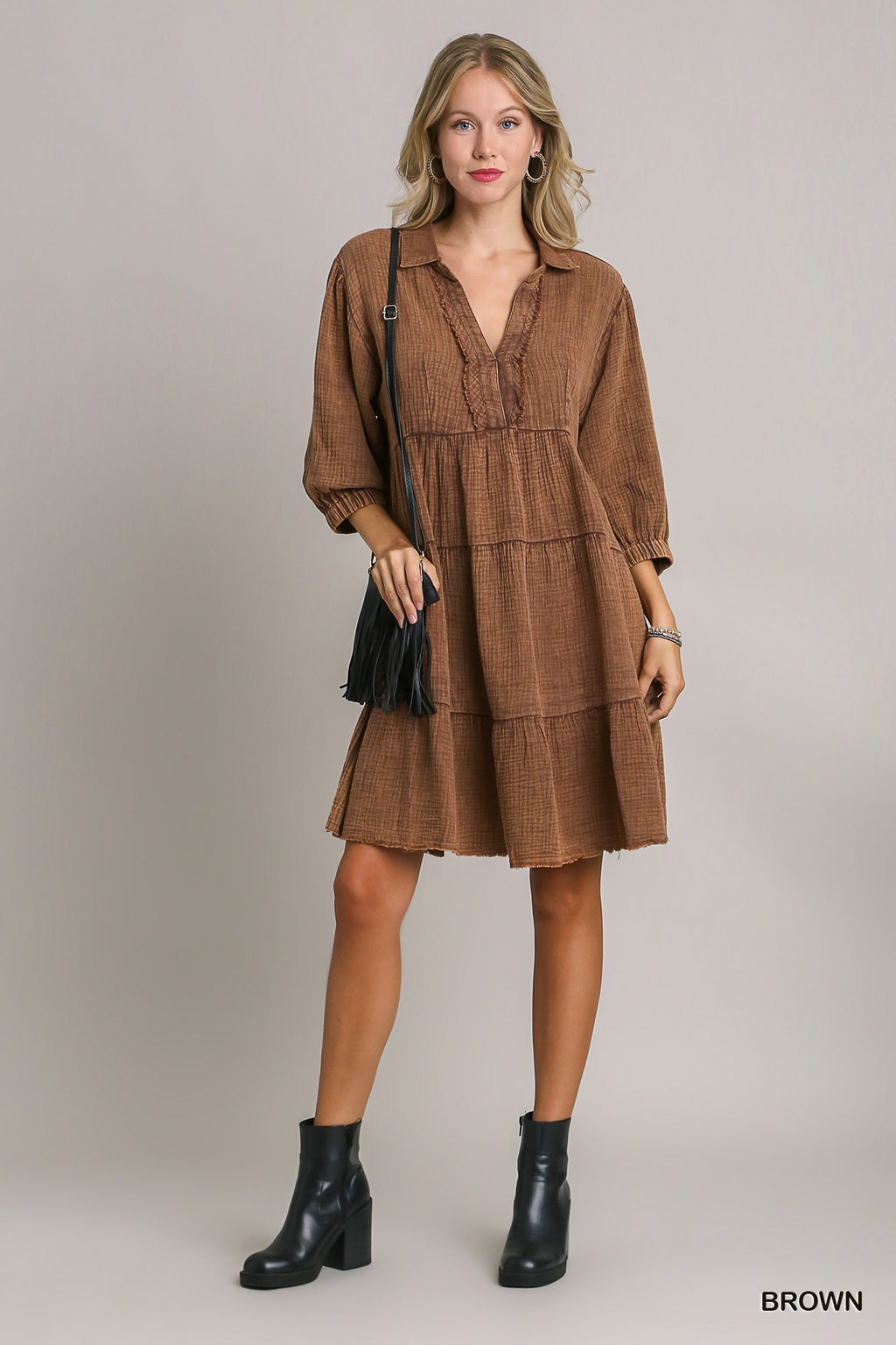 "Maggie" Soft Cotton Mineral Washed Dress - The Katie Grace Boutique