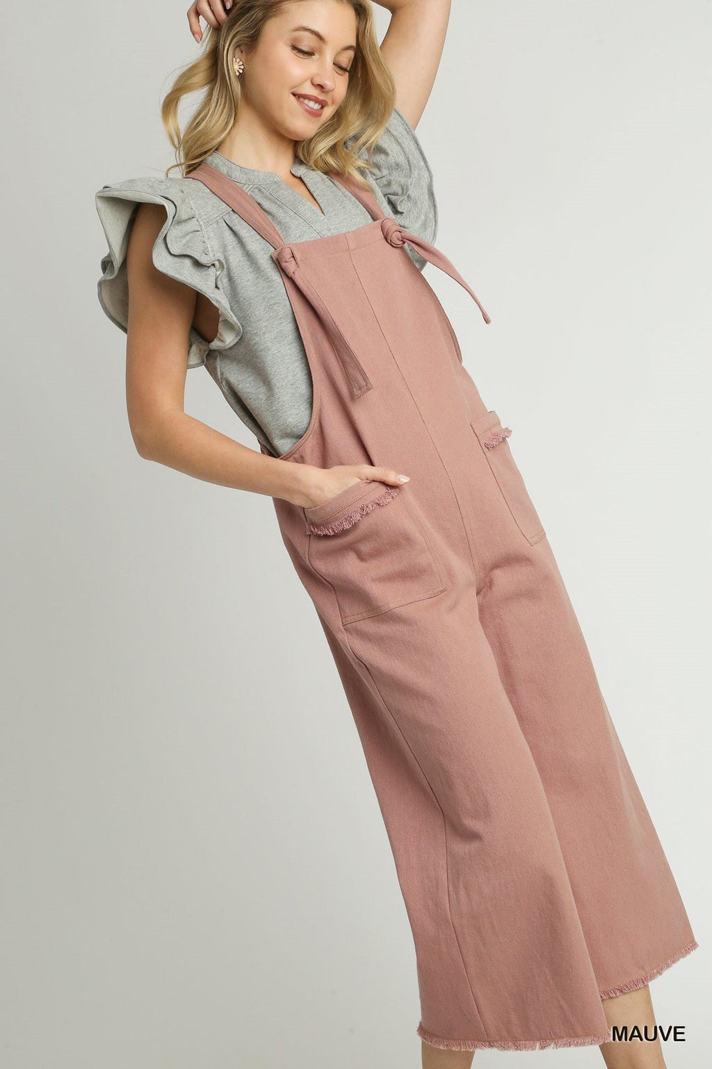 "Carrie" Cropped Twill Overalls