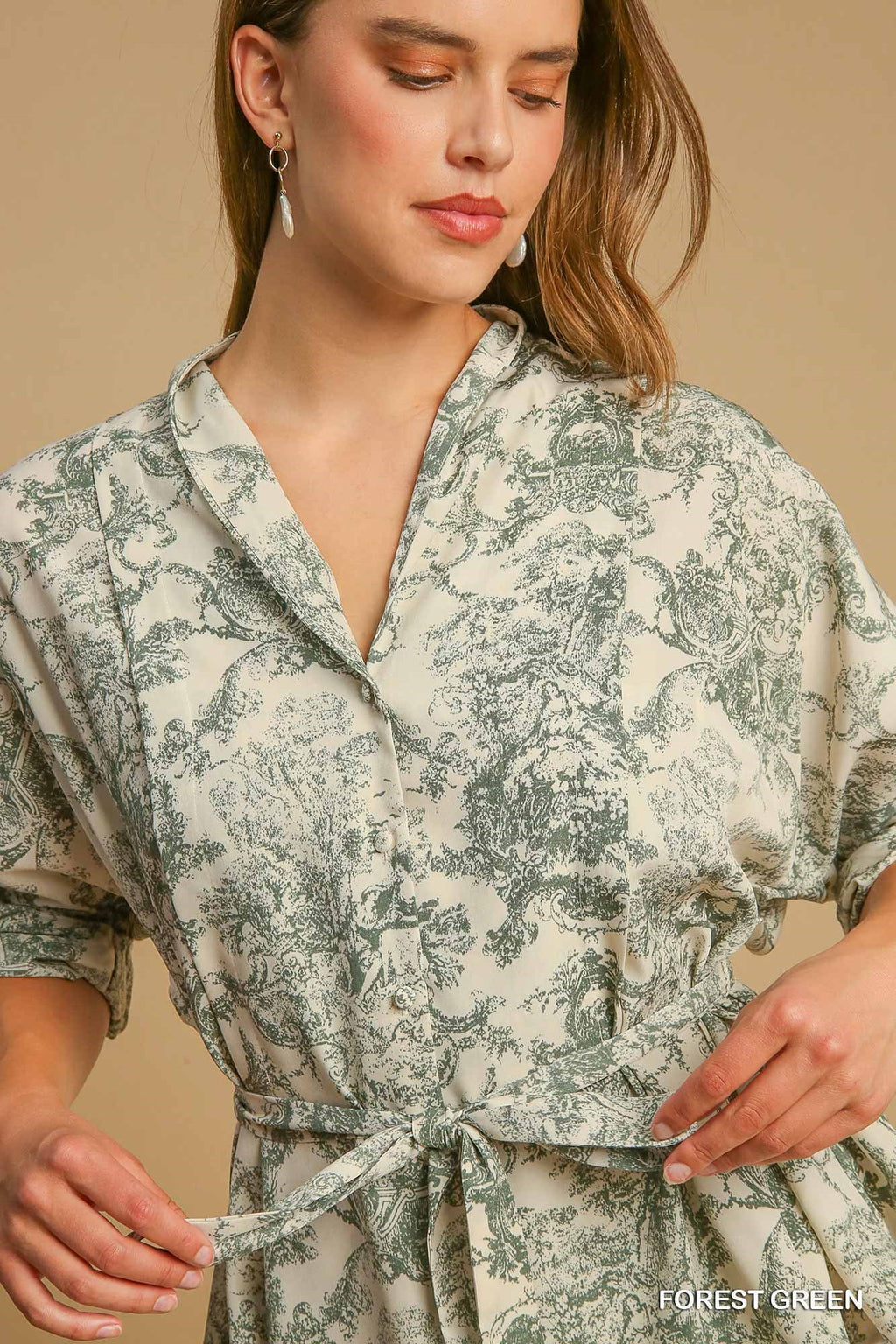 "Juliet" Toile Peplum Blouse, Sage - The Katie Grace Boutique