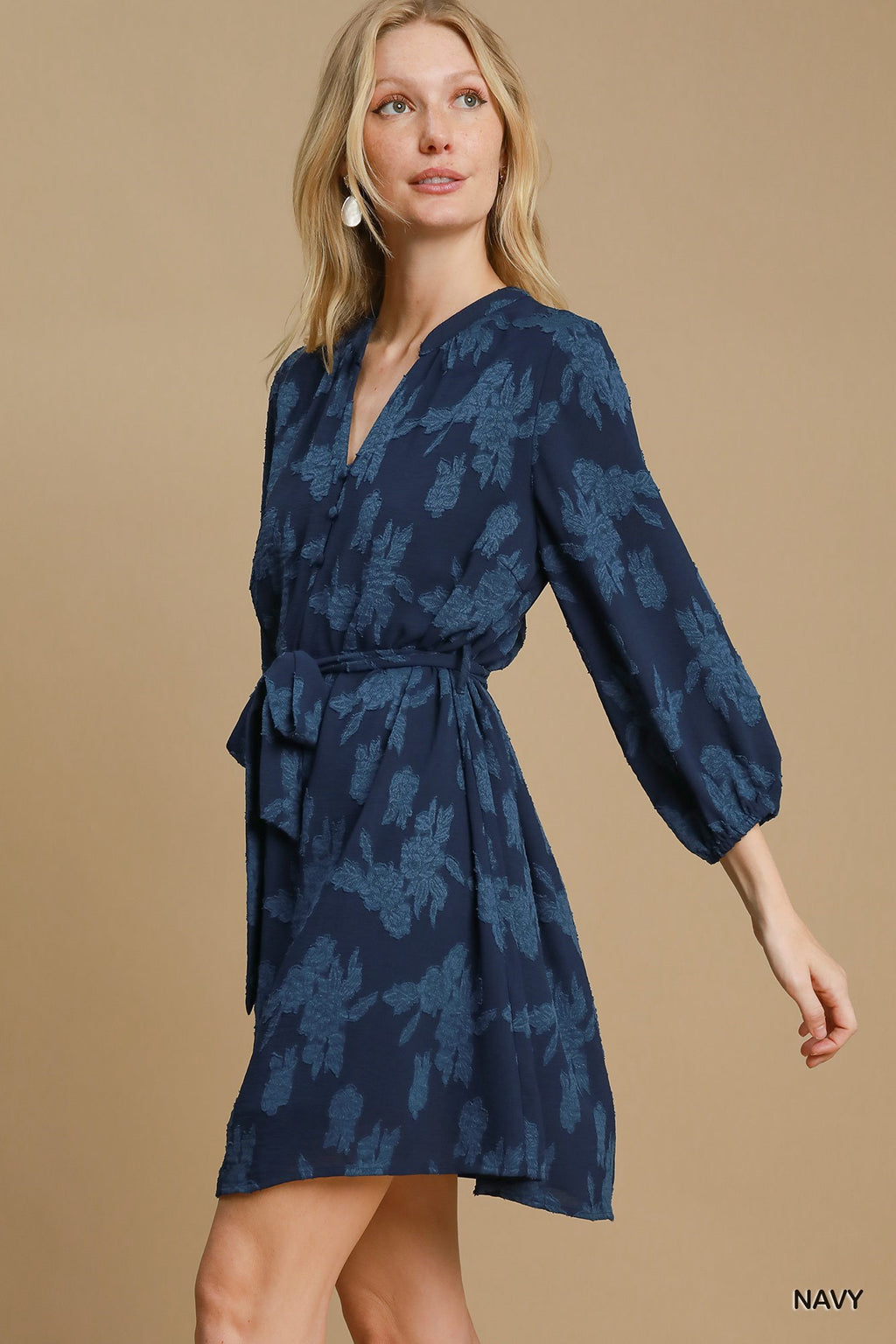 "Joanna" Floral Tonal Dress, Indigo - The Katie Grace Boutique