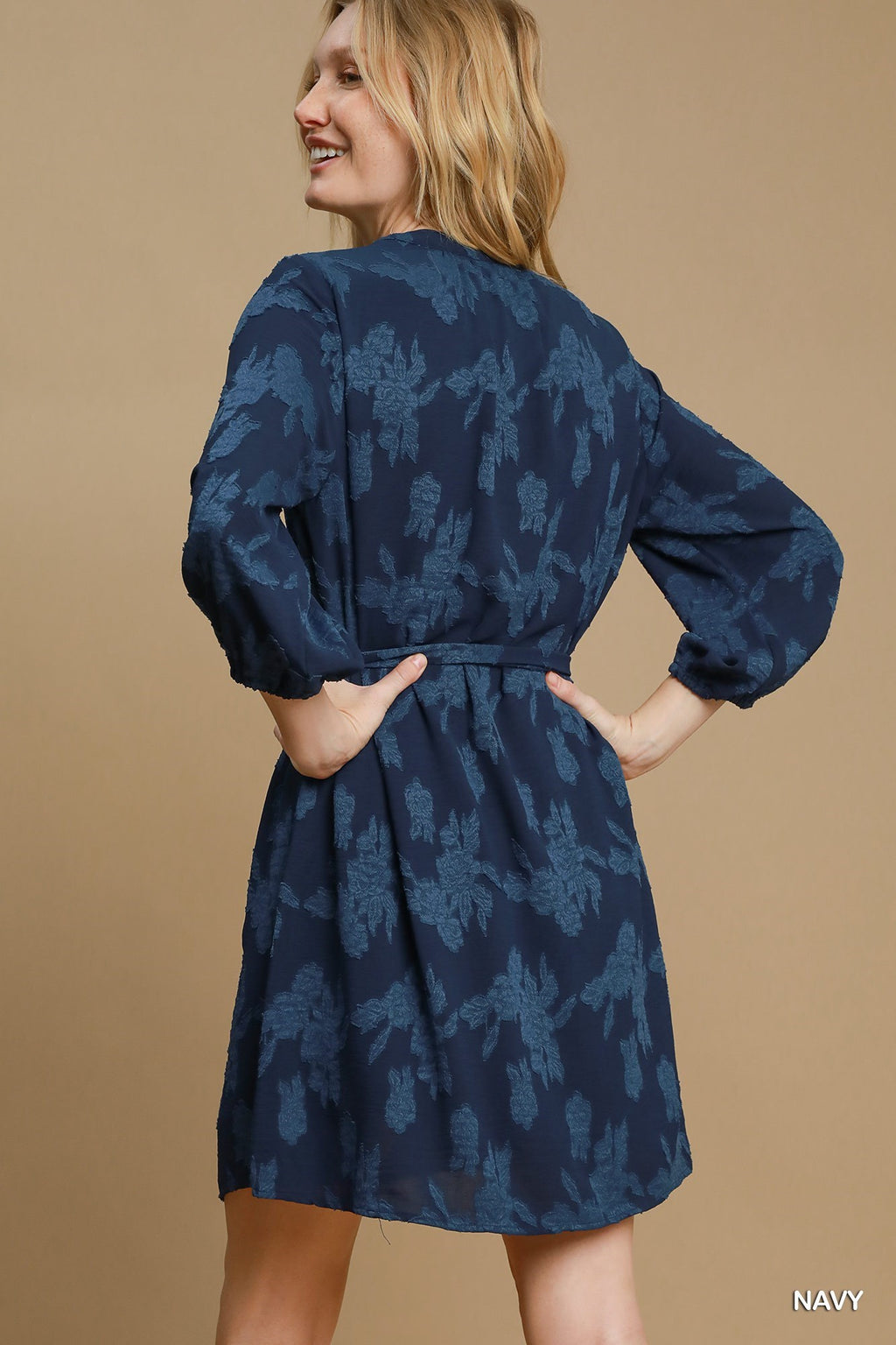 "Joanna" Floral Tonal Dress, Indigo - The Katie Grace Boutique