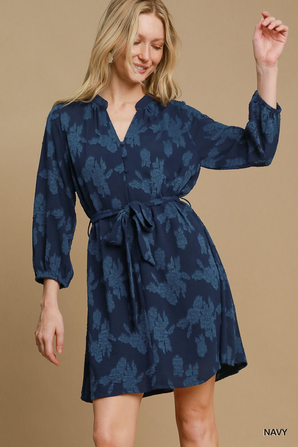 "Joanna" Floral Tonal Dress, Indigo - The Katie Grace Boutique