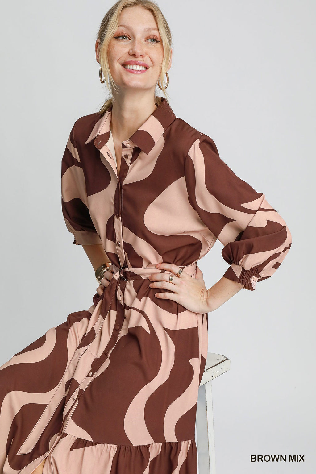 "Lana"  Abstract Midi Dress - The Katie Grace Boutique