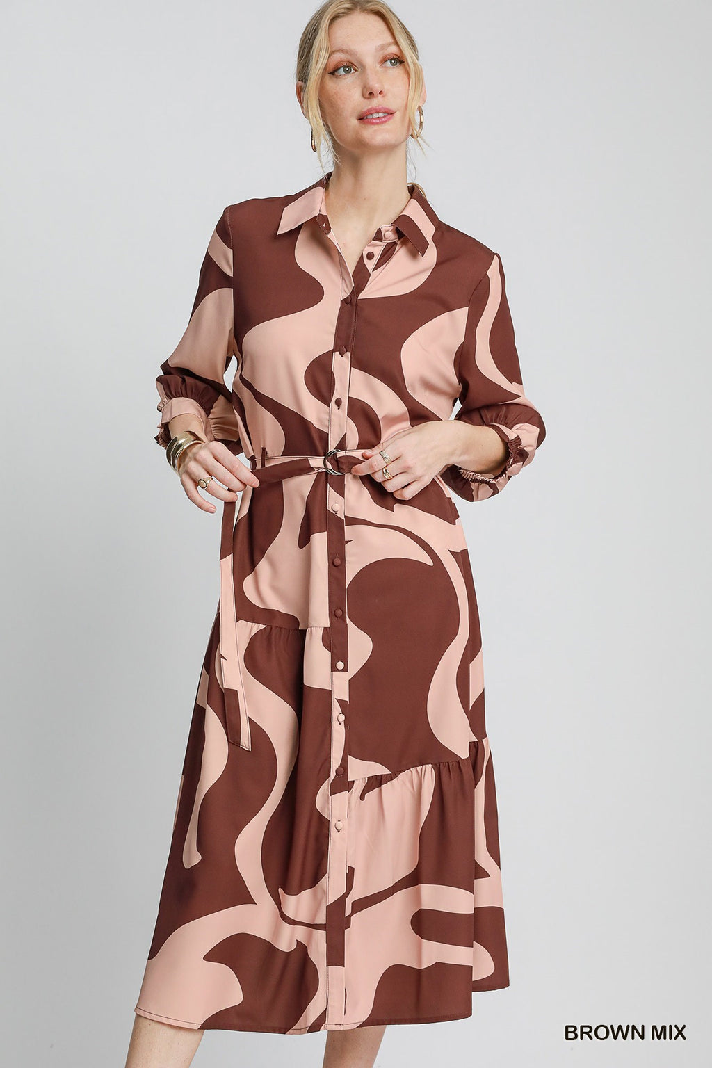 "Lana"  Abstract Midi Dress - The Katie Grace Boutique