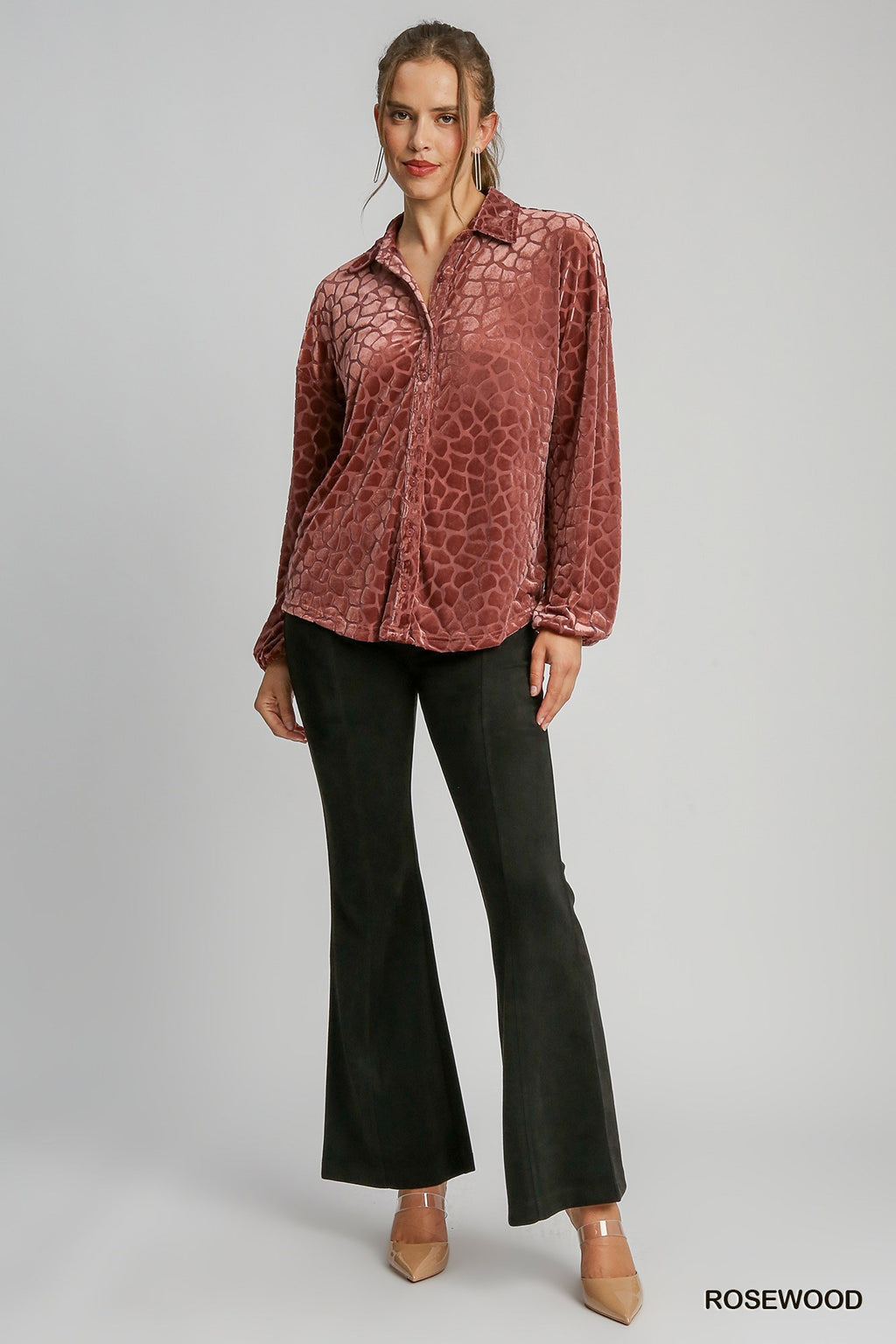 "Alana" Velvet Burnout Blouse, 2 colors - The Katie Grace Boutique