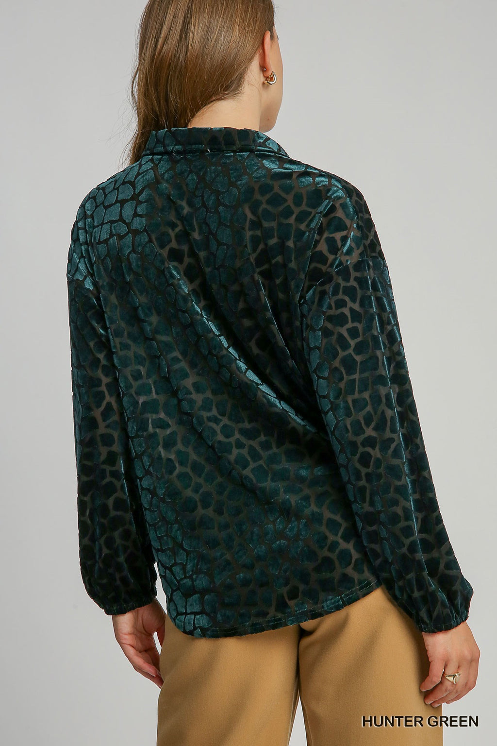 "Alana" Velvet Burnout Blouse, 2 colors - The Katie Grace Boutique