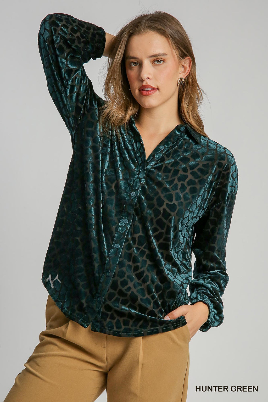 "Alana" Velvet Burnout Blouse, 2 colors - The Katie Grace Boutique