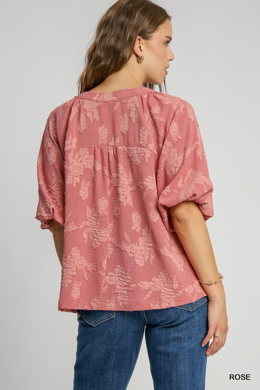 "Leia" Tonal Floral Blouse - The Katie Grace Boutique