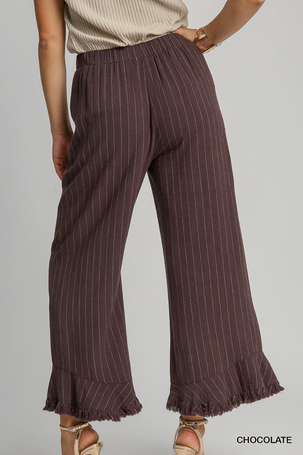 "Lainey" Pinstriped Linen Blend Pants - The Katie Grace Boutique