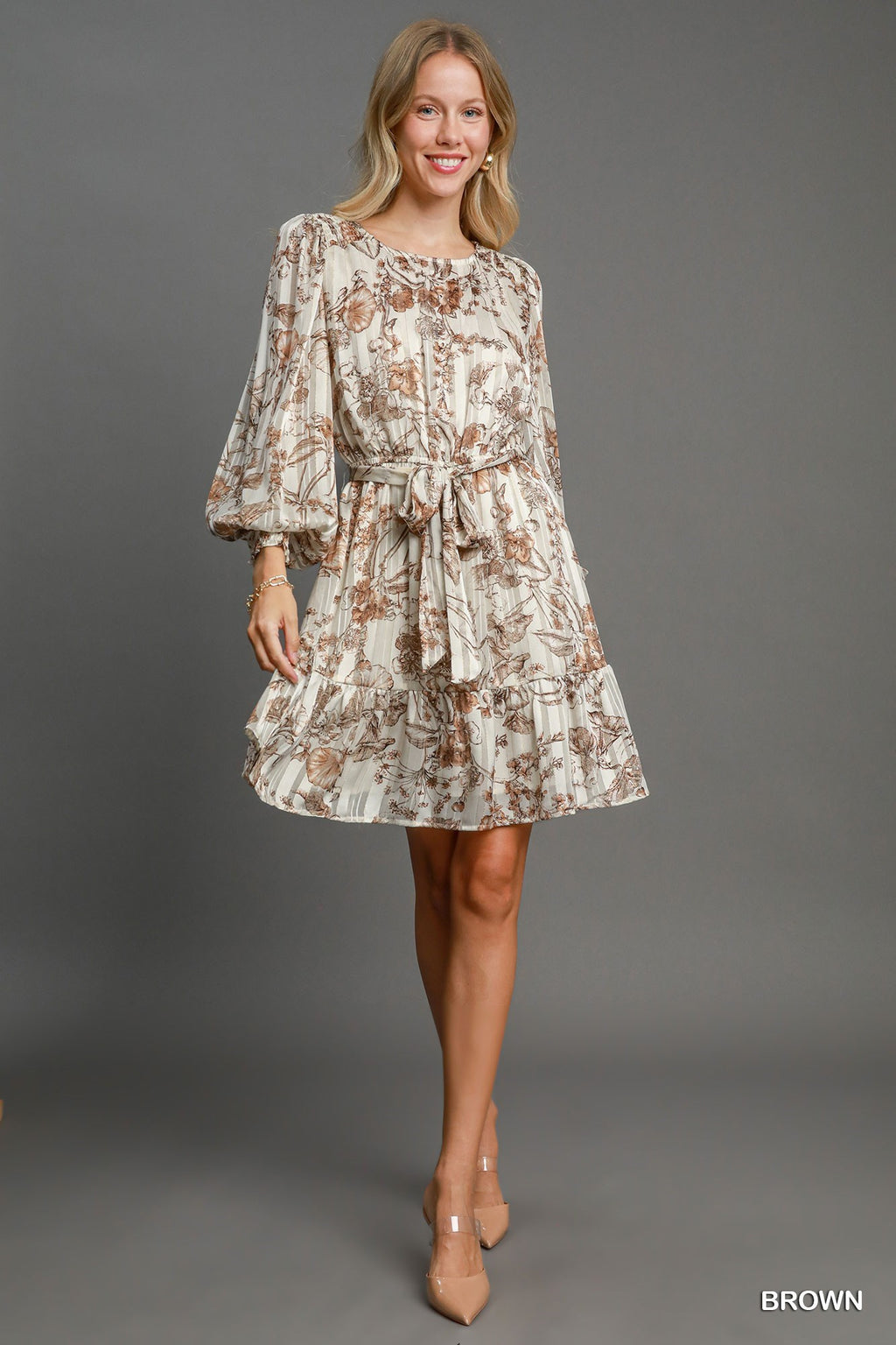 "Joan" Lurex Floral Dress - The Katie Grace Boutique