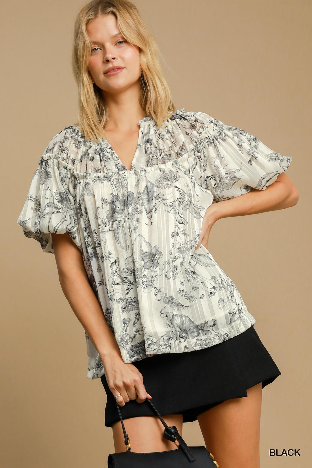 "Macey" Floral Puff Sleeve Blouse