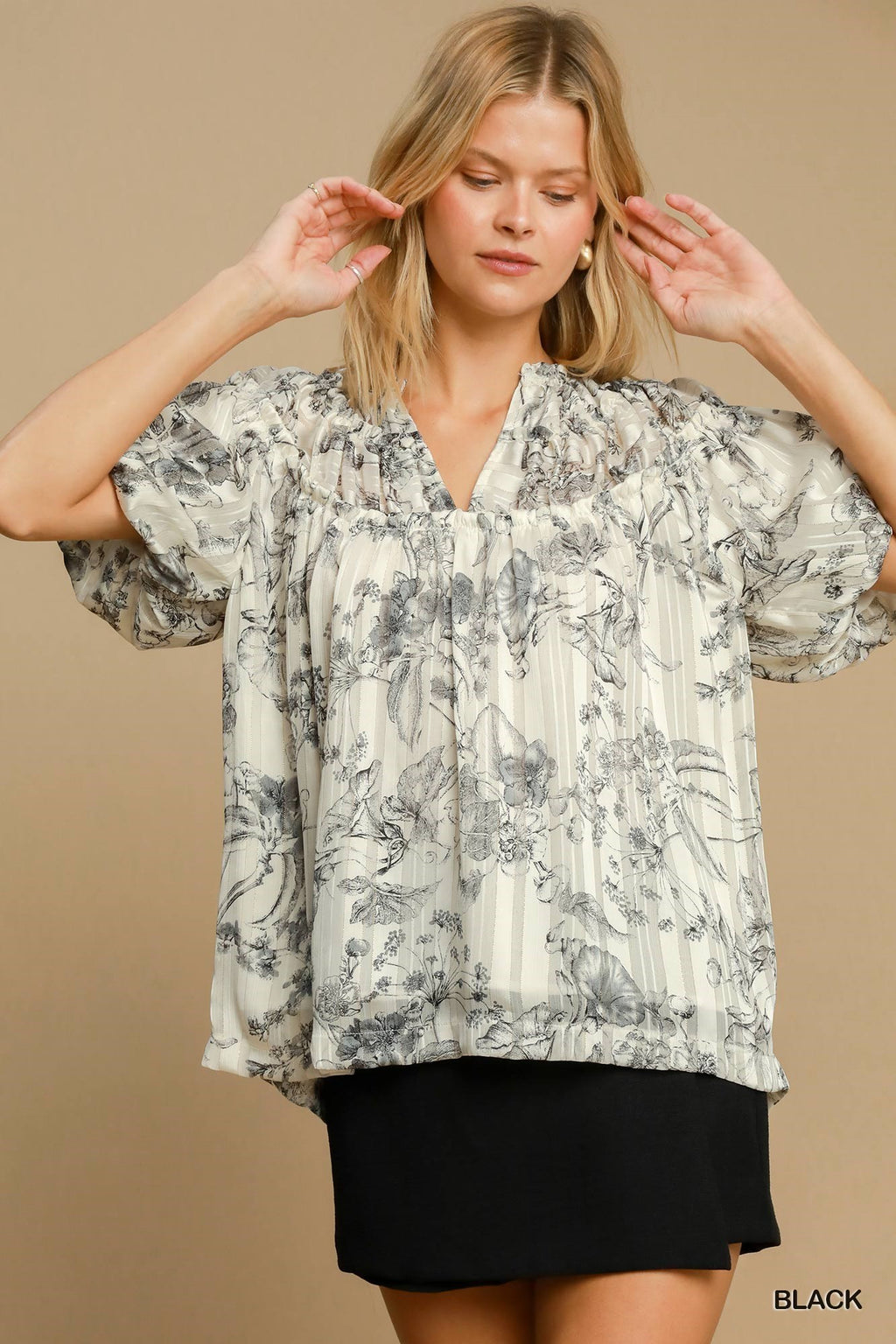 "Macey" Floral Puff Sleeve Blouse