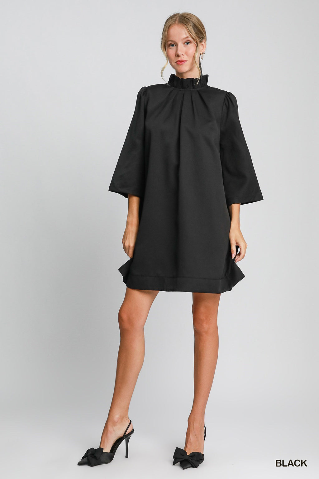 "Presley" Ruffled Mock Neck Dress - The Katie Grace Boutique