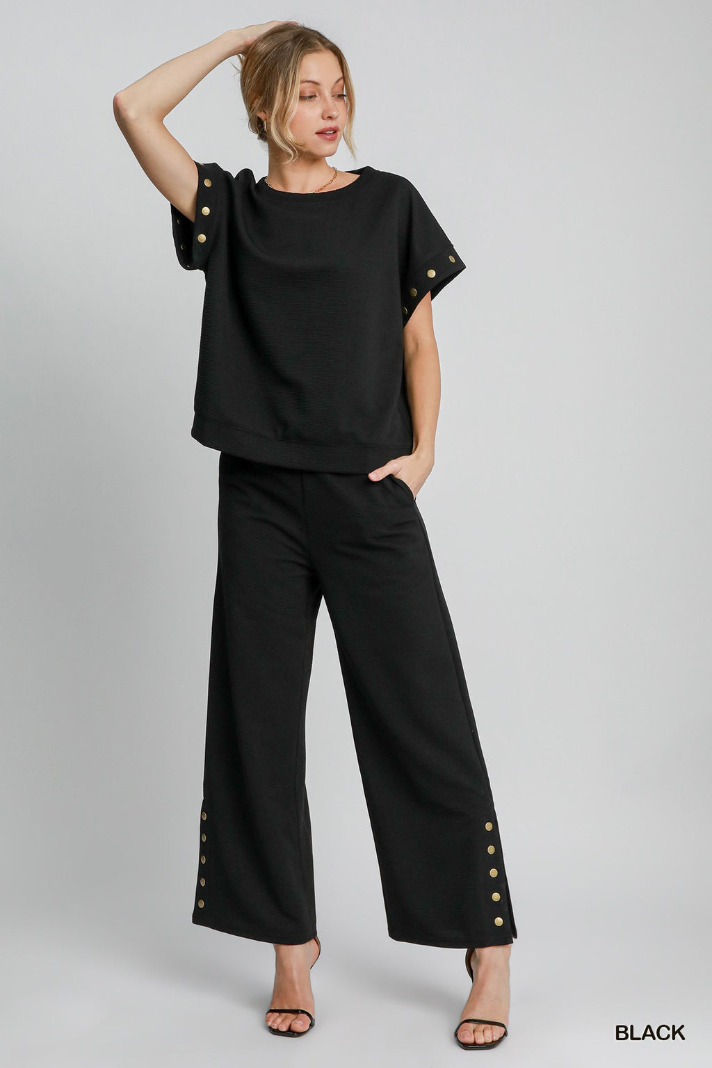 "Ella" Textured Matching Separates, Black - The Katie Grace Boutique