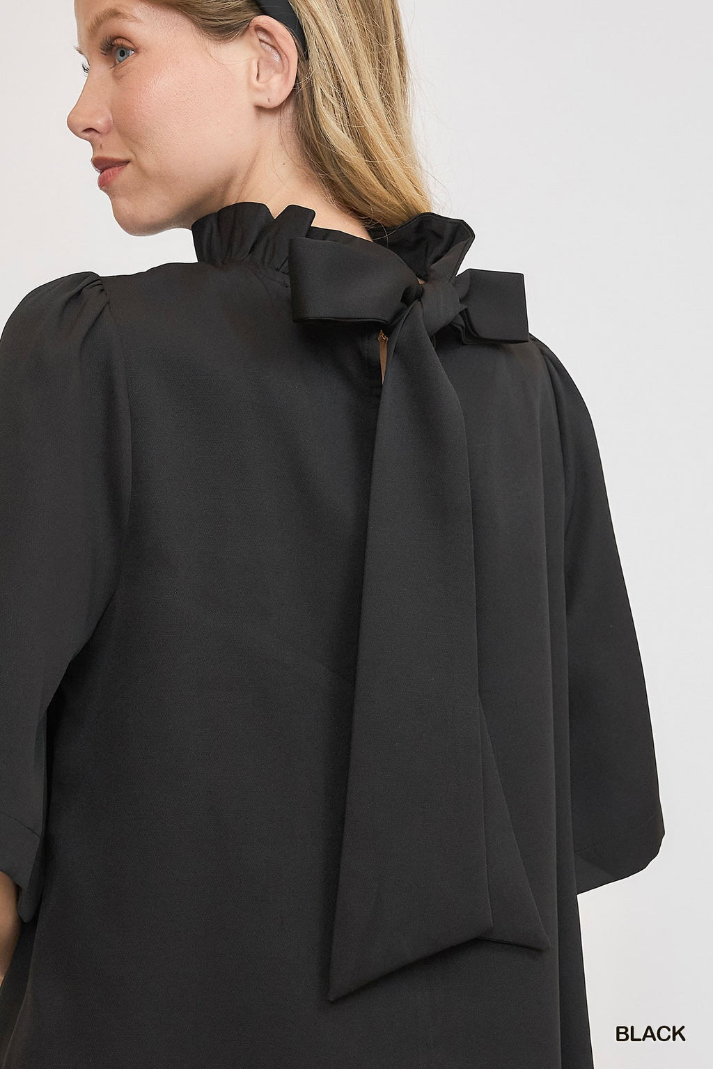 "Maggie" Bell Sleeve Blouse with Bow Tie at Neckline, 2 colors