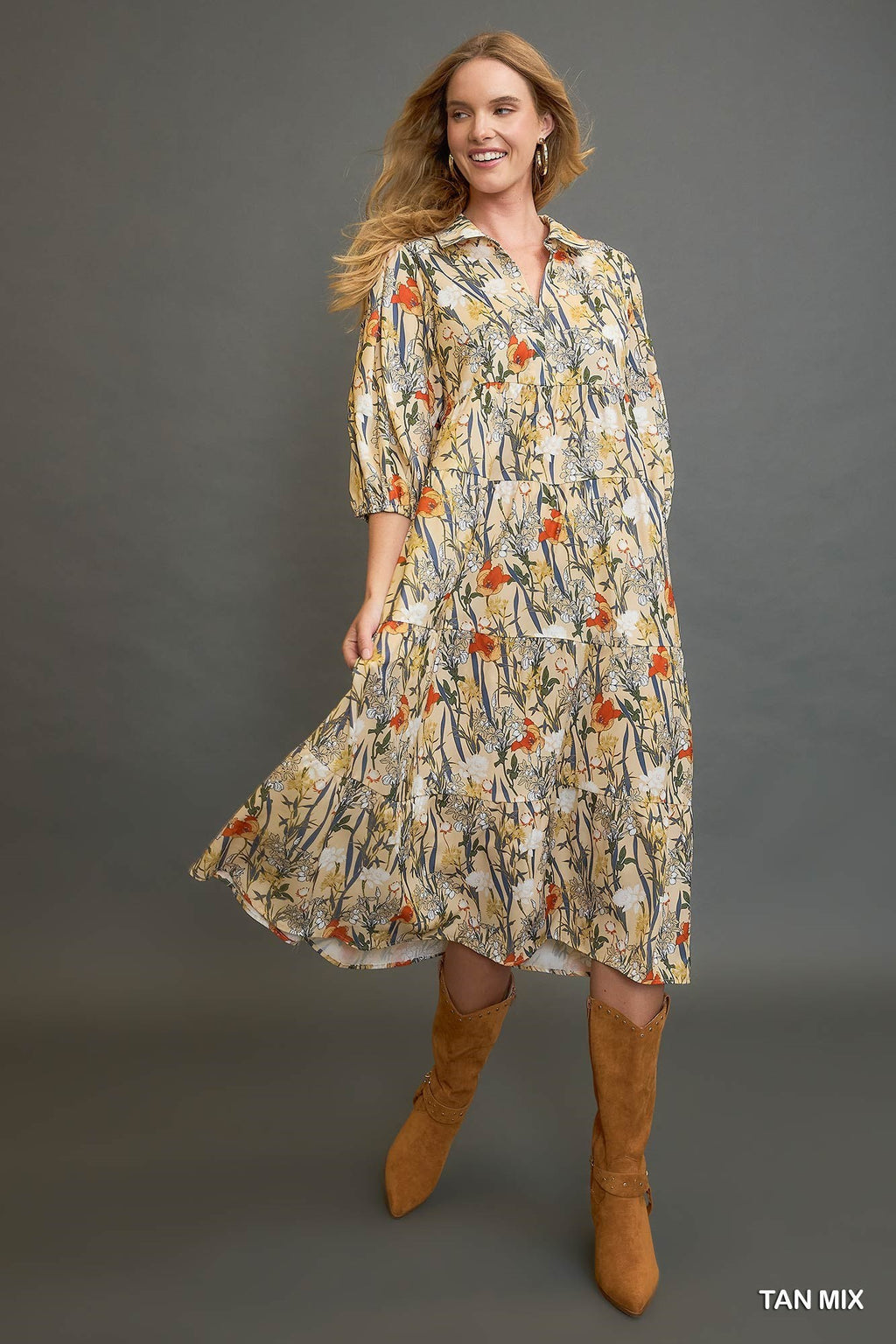 "Adrienne" Floral Midi Dress - The Katie Grace Boutique