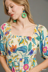 "Claire" Smocked Midi Dress - The Katie Grace Boutique