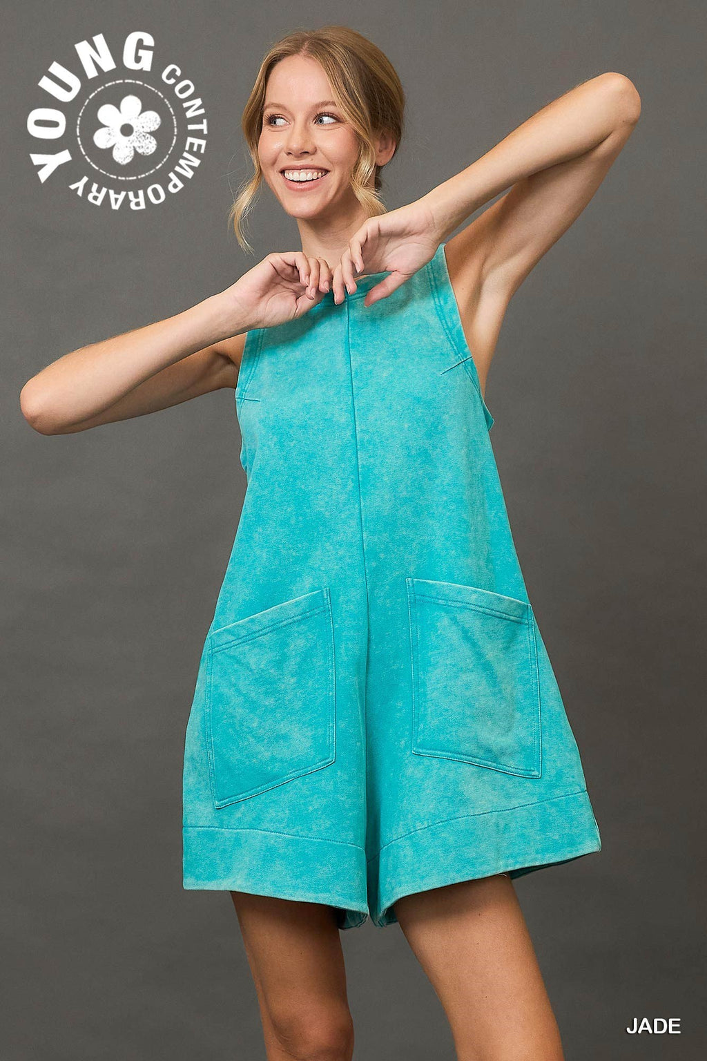 "Roxie" Mineral washed Romper, 3 colors - The Katie Grace Boutique