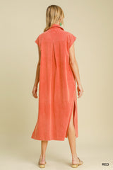 "Becka" Pintuck Washed Midi Dress - The Katie Grace Boutique