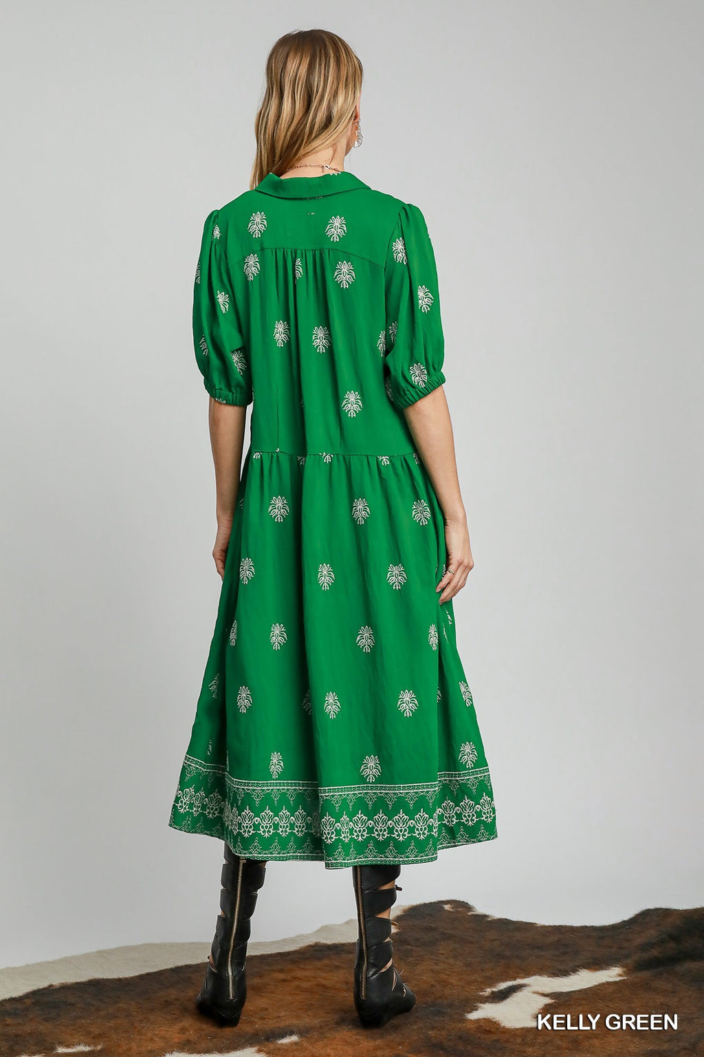 "Kelly" Embroidered Midi Dress