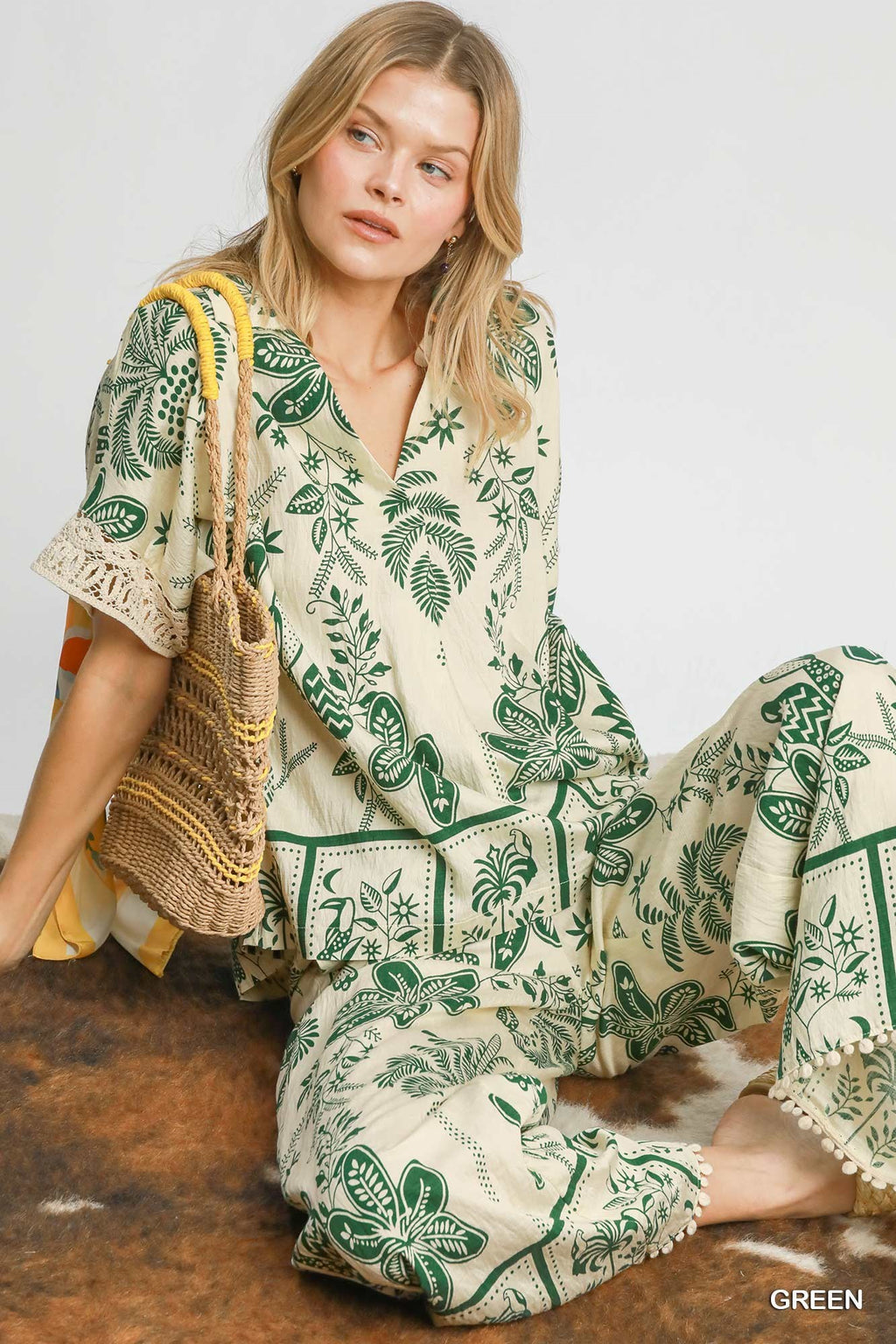 "Ellie" Matching Separates, Green - The Katie Grace Boutique