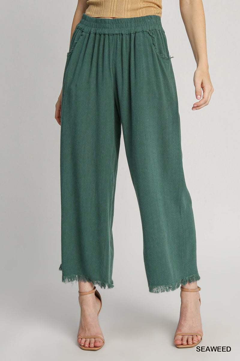 "Kelsi" Cropped Linen Blend Pants - The Katie Grace Boutique