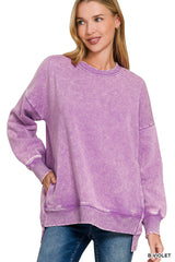 "Emily" Fleece Longline Pullover with Pockets, 3 colors - The Katie Grace Boutique