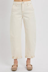 "Aimee" Cream Barrel Jeans - The Katie Grace Boutique