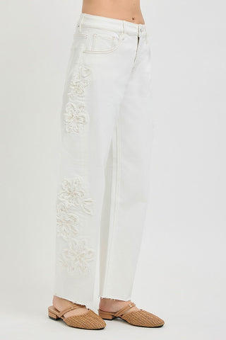 "Dana" Embroidered Jeans - The Katie Grace Boutique