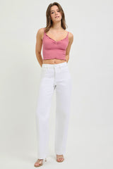"Nina" High Rise White Jeans