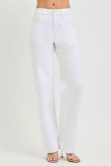 "Nina" High Rise White Jeans