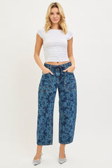 "Loli" Barrel Floral Jeans - The Katie Grace Boutique