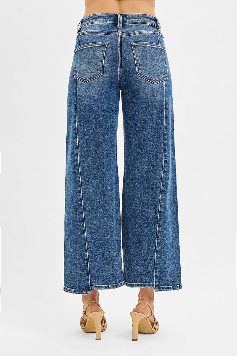 "Azure" Cropped Wide Jeans