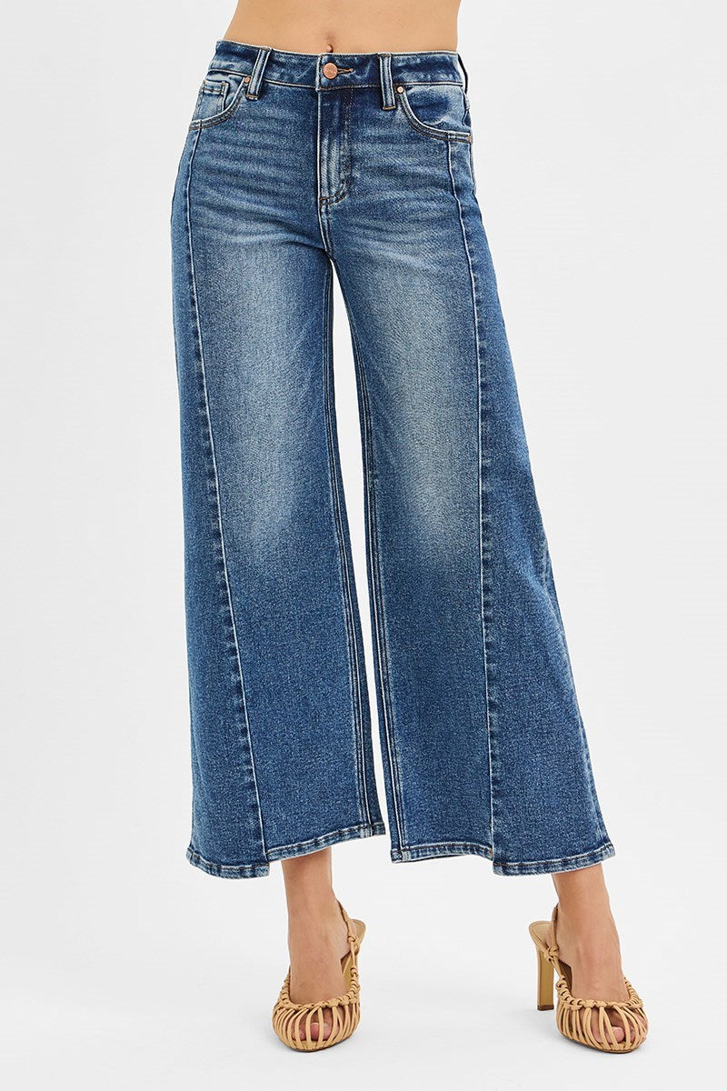 "Azure" Cropped Wide Jeans