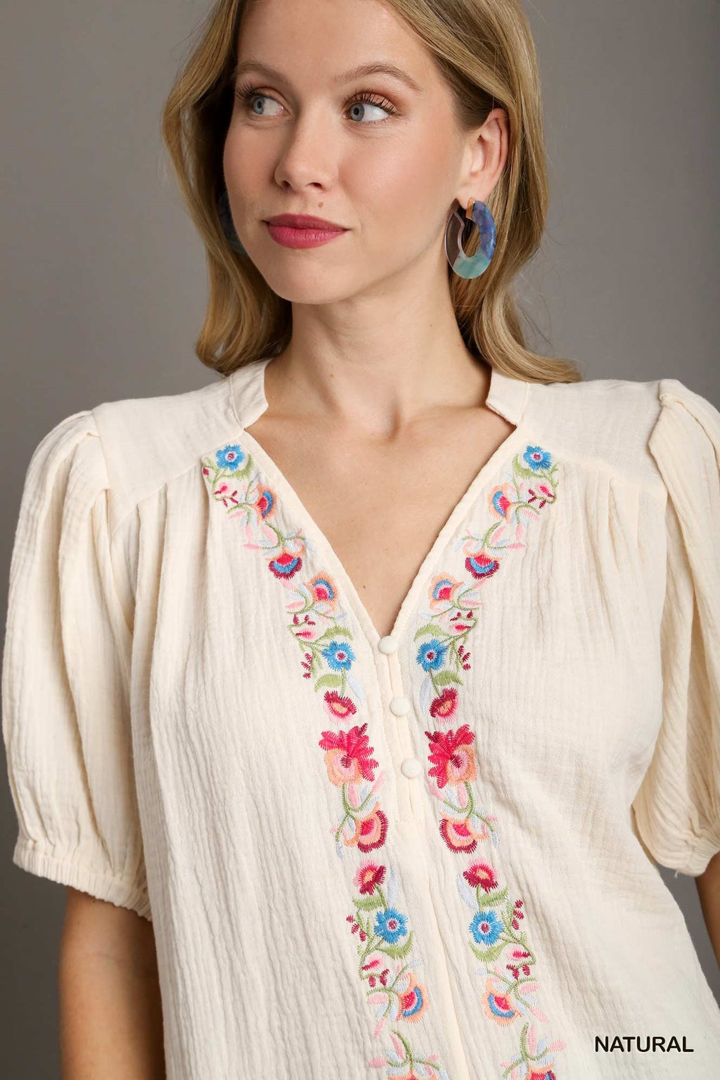 "Amelia" Embroidered Blouse - The Katie Grace Boutique