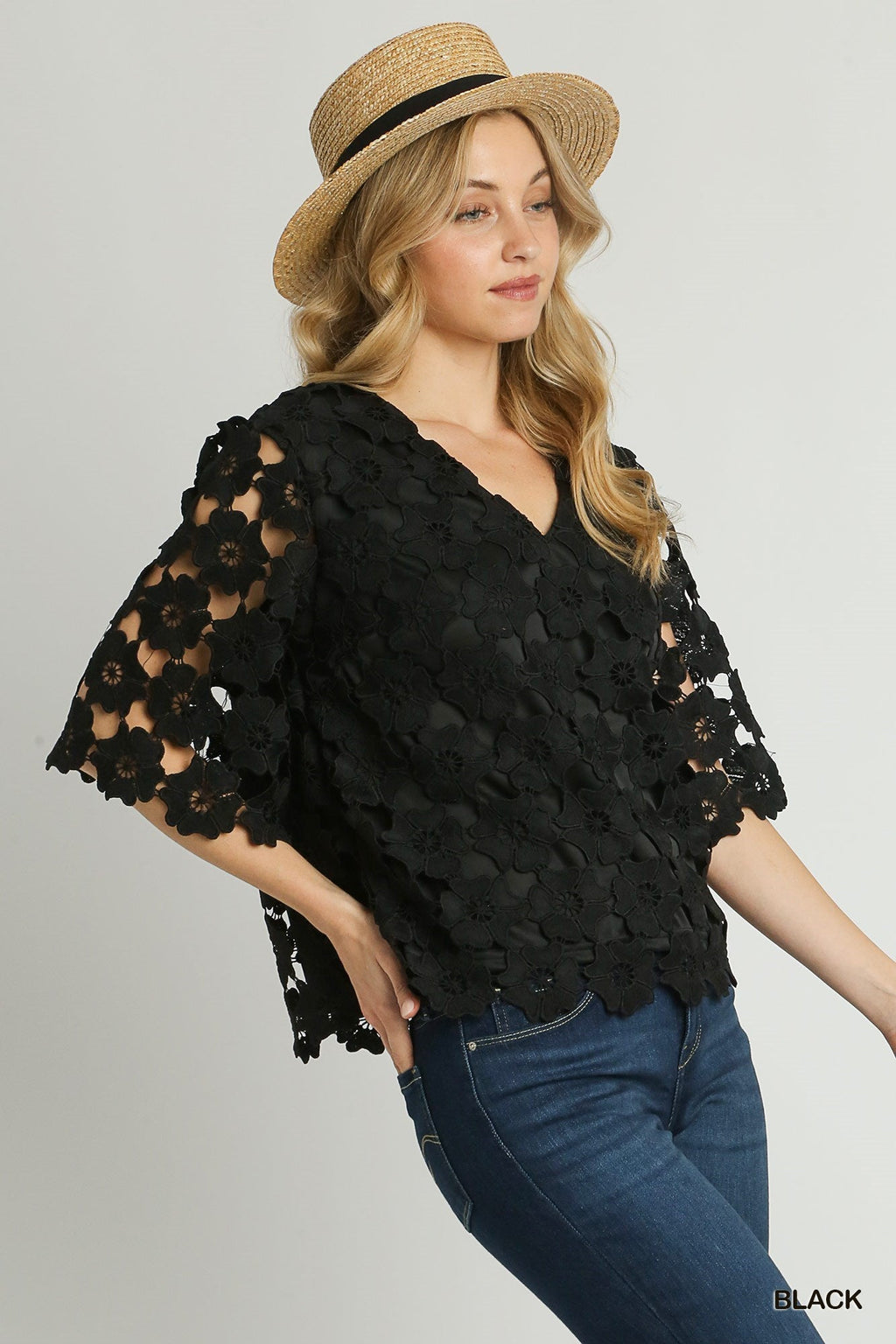 "Kori" Lace Overlay Blouse - The Katie Grace Boutique