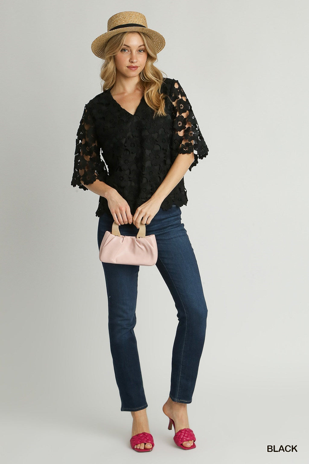 "Kori" Lace Overlay Blouse - The Katie Grace Boutique