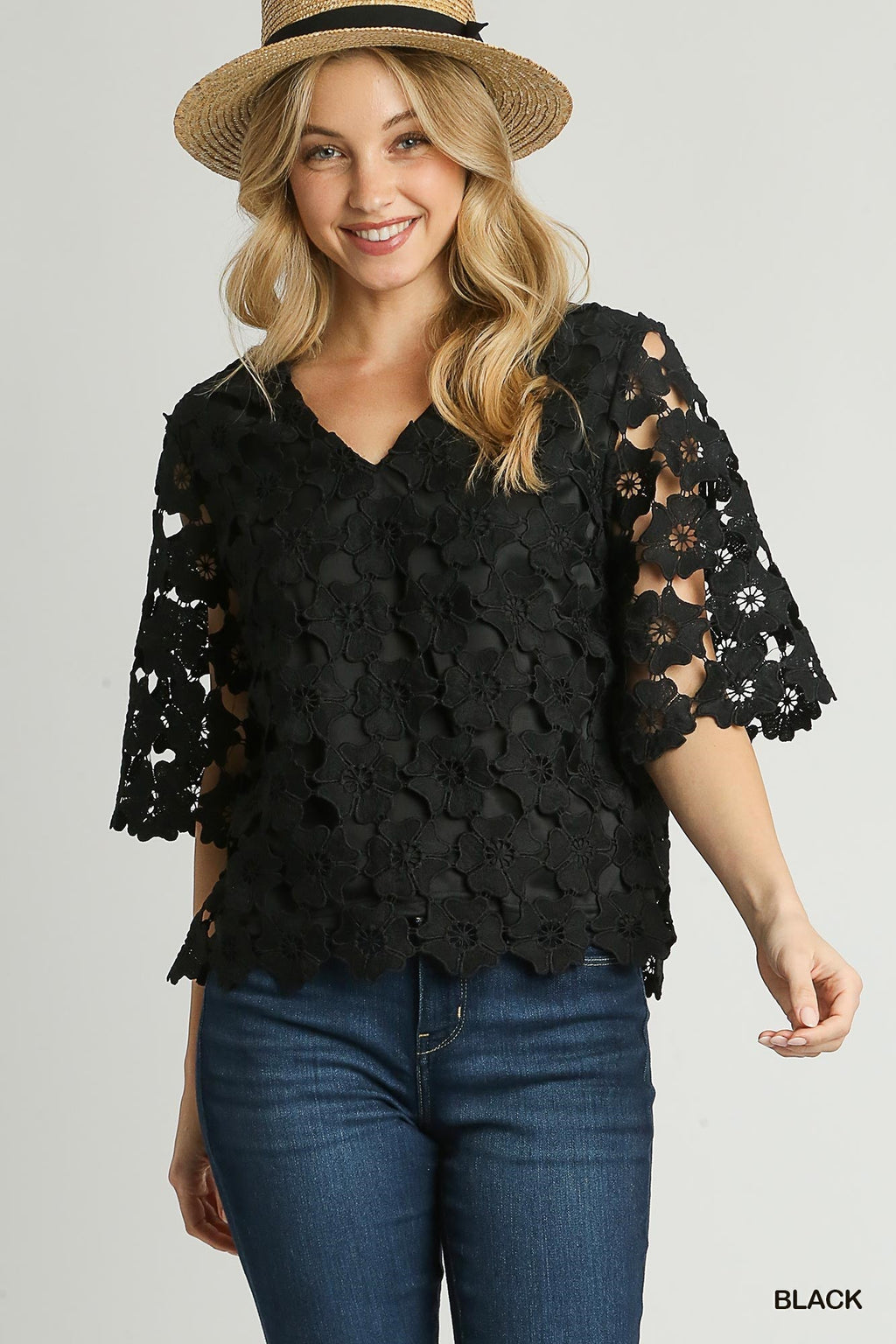 "Kori" Lace Overlay Blouse - The Katie Grace Boutique