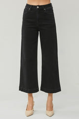 "Jess" Wide Leg Cropped, Black - The Katie Grace Boutique