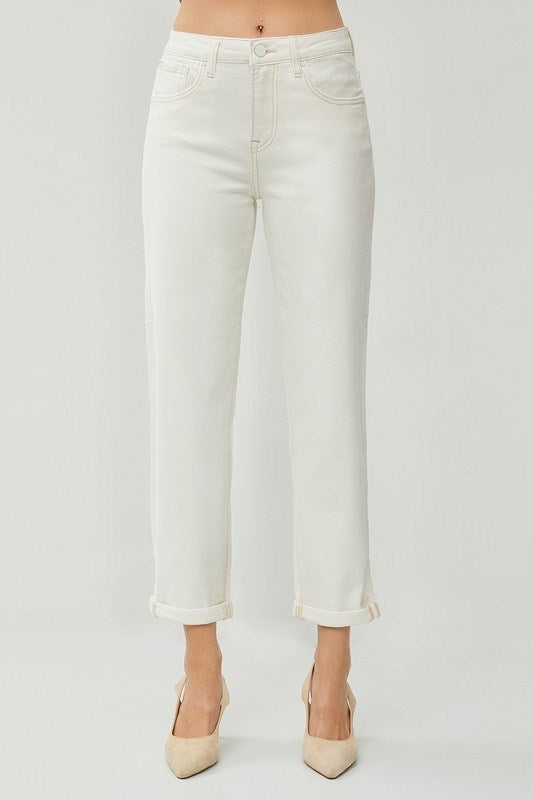 "Jesse" Cream Boyfriend Jeans - The Katie Grace Boutique