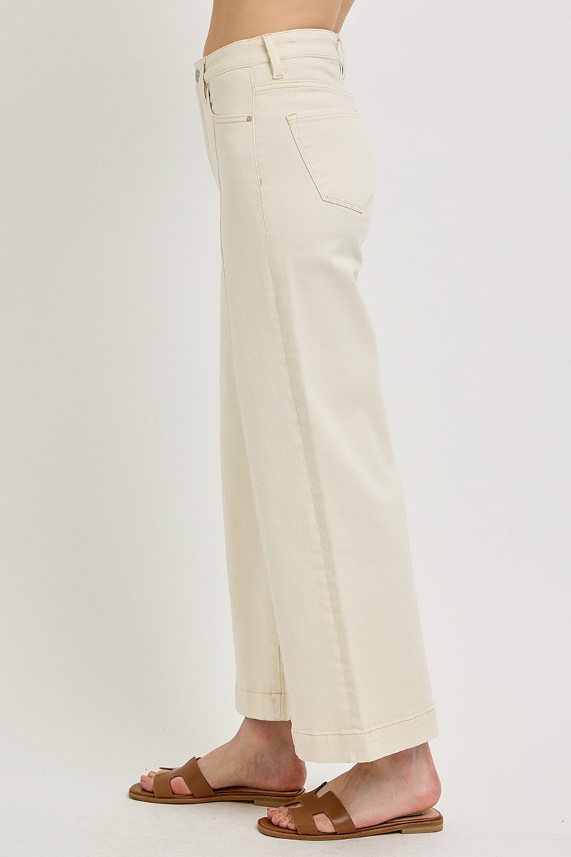 "Tessie" Cropped Cream Jeans - The Katie Grace Boutique