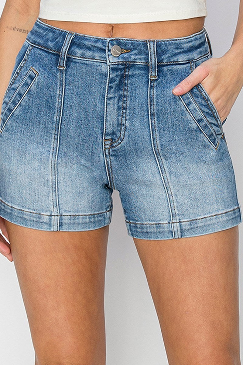 Risen Jeans Seamed Shorts
